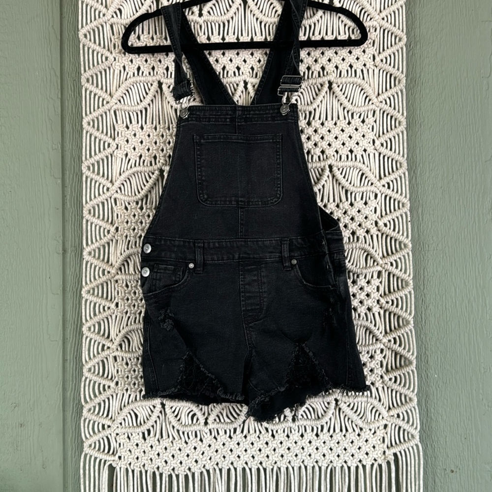 Black Denim Shortalls